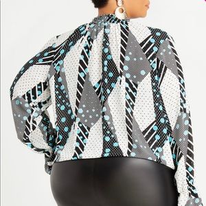 Ashley Stewart Dot Keyhole Tie front Top.